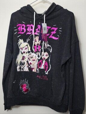 Bratz Graphic Hoodie - Black with Hot Pink Accents (Large)